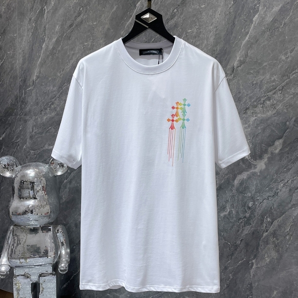 Chrome hearts Splash ink logo print White short-sleeved T-shirt